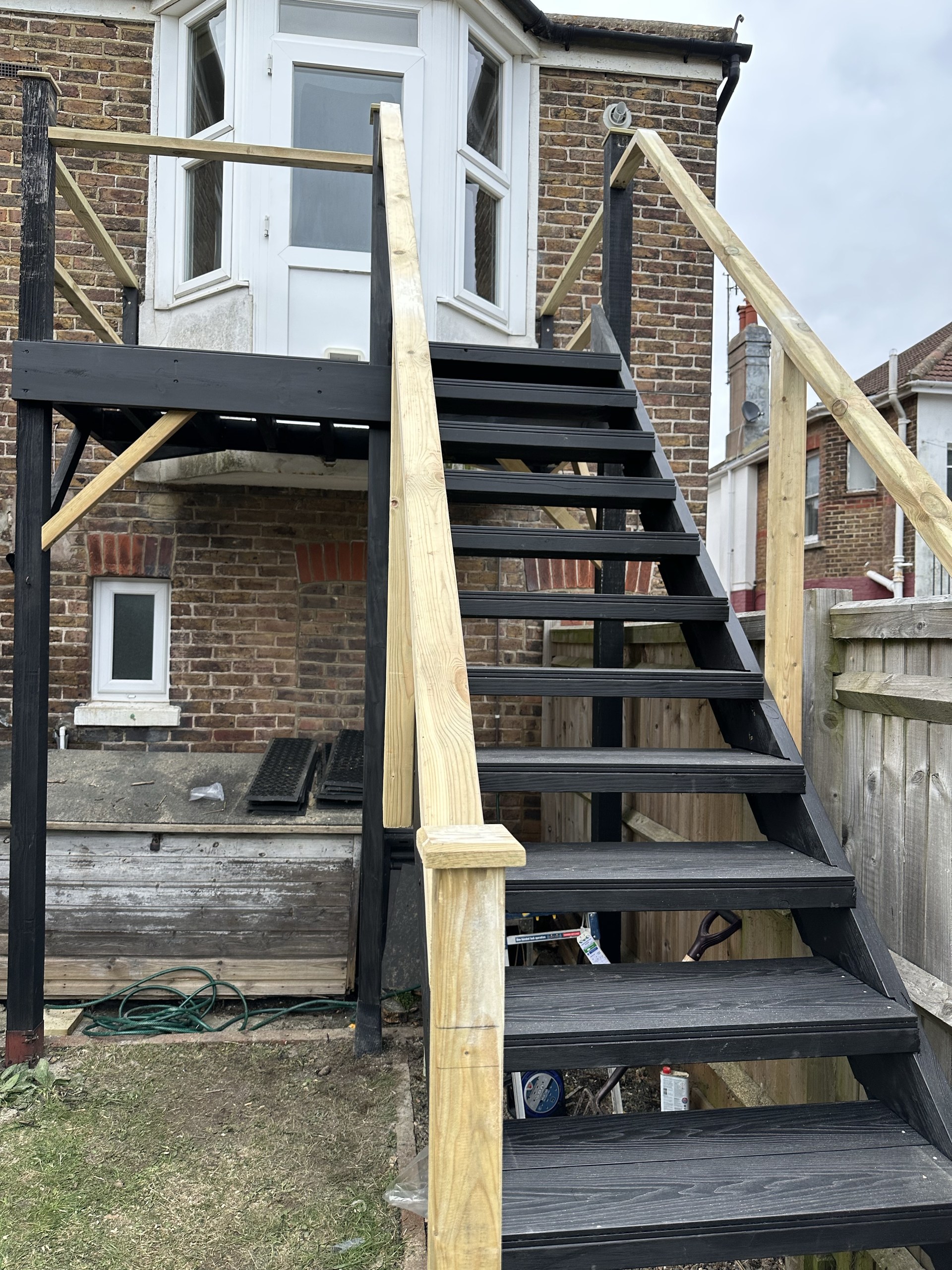 External staircase and handrails in Worthing before the final decoration